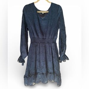 She + Sky Textured Long Sleeve Mini Dress